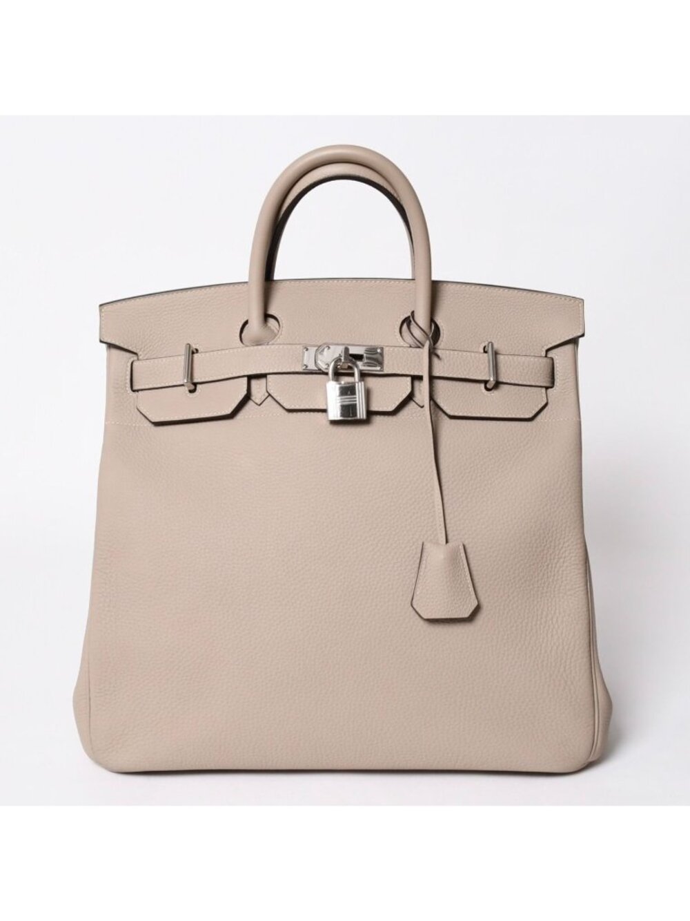 Hermes Haut Courroies Hac 40 Handbag Tourtiere Gray Taurillon Clemence Silver